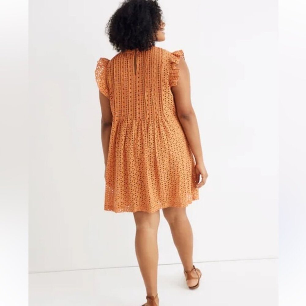 MADEWELL Eyelet Ruffle-Sleeve Pintuck Mini Dress Women’s XX-Large - Picture 4 of 12